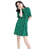 High Fashion Customization French Style Women Stripes Leopard Loose Sexy Dress Elegant 2022 Summer Temperament Party Nightclub Green
