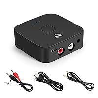 Bluetooth 5.0 Wireless Audio Receiver Adapter for Car, 3.5mm AUX+2 RCA Bluetooth Music Receiver, NFC-Enabled Bluetooth Audio Receiver for Home Sound System