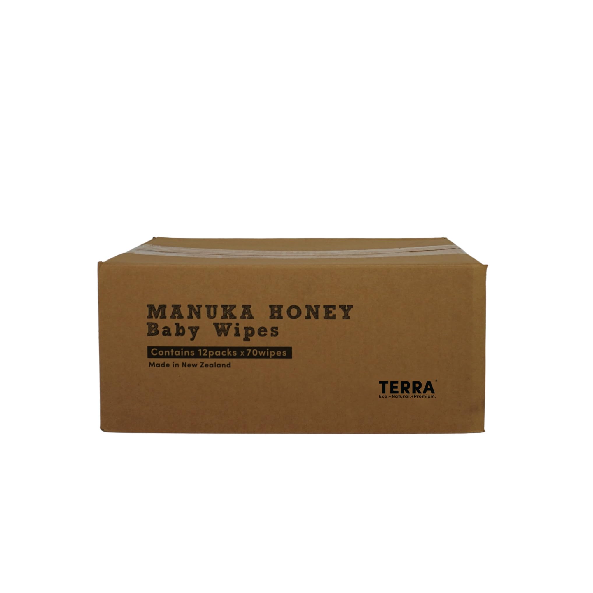 Terra Bamboo Baby Wipes: Manuka Honey, 99.5% Pure New Zealand Water, 100% Biodegradable Bamboo Fiber, 0% Plastic, Unscented Baby Wipes for Sensitive Skin, 12 Packs of 70 Wipes