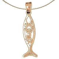 Christian Fish With Wwjd Necklace | 14K Rose Gold Christian Fish With WWJD Pendant with 18