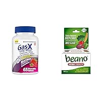 Gas-X Total Relief Chewable Tablets with Maximum Strength Gas Relief & Beano Ultra 800, Gas Prevention and Digestive Enzyme Supplement, 100 Count