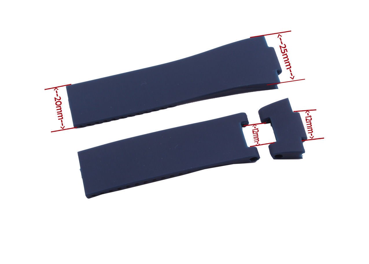 Compatible 25mm Blue Rubber Diver Watch Strap Band