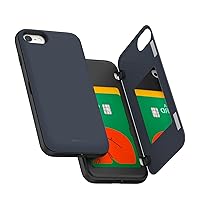 GOOSPERY Wallet Case Compatible with iPhone SE 2022/iPhone7,8/iPhone SE [Auto Magnet Closure][2 Card Holder] Protective Dual Layer Sturdy Case with Sticky Mirror Included - Midnight Blue