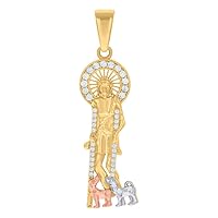10k Tri color Gold Mens CZ Cubic Zirconia Simulated Diamond Saint Lazarus Religious Charm Pendant Necklace Measures 44.4x11.6mm Wide Jewelry Gifts for Men