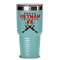 Vietnam 30oz Tumbler With Lid Teal, Stainless Steel Vacuum Insulated, Vietnman Veteran Tea Coffee Travel Mug Cup Funny Present Idea For Friend and Family Men Women Coworkers Boss