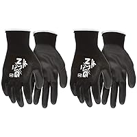 9669L NXG Work Gloves 13 Gauge Black Nylon Shell Black Polyurethane (PU), 1 Pair
