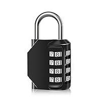 Combination Lock Waterproof 4 Digit Padlocks with Combination Code, Zinc Alloy Combination Lock for Door, Tool Boxes, Schools, Gym, Garden, Fences, Reel Cabinet & Storage, Black (1PCS)