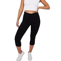 STAR FASHION Cropped Capri Trousers for Women UK Ladies Leggings Summer Pants Short Crop Stretch 3/4 Length Three Quarter Pedal Pusher Clothes Elasticated Bengaline Cut Off