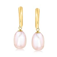 Ross-Simons 8.5-9mm Cultured Pearl Drop Earrings in 14kt Yellow Gold