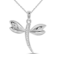 The Diamond Deal 10k White Gold Diamond-accented Dragonfly Womens Winged Bug Insect Charm Pendant .03 Cttw