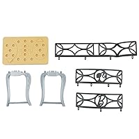 Mattel Replacement Dollhouse Size Brown Table Top, Silver Table Legs and 3 Black Railings for Barbie Dream-House Playset - CJR47