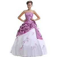 Women's Silver Embroidery Beading Princess Evening Ball Gown