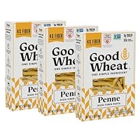 GoodWheat Pasta | 4x the Fiber | 9g Protein | Penne - 12oz Per Box [Pack of 3] | USA Farm Grown, Non-GMO Project Verified