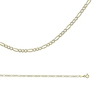 Figaro Necklace Solid 14k Yellow & White Gold Chain Pave Thin Dainty Two Tone Genuine 1.8 mm 16,18,20,22,24 inch