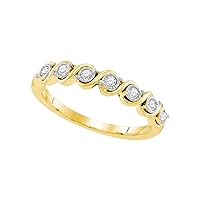 The Diamond Deal 10kt Yellow Gold Womens Round Diamond Band Ring 1/6 Cttw