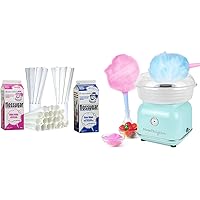 2 Pack Cotton Candy Floss Sugar with 100 Count Paper Cotton Candy Cones. Pink Vanilla and Blue Raspberry & Nostalgia Classic Countertop Cotton Candy Machine