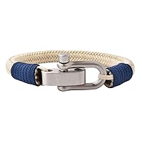 Stylish Adjustable Nylon Bracelet Men Women in Beige Blue S M L 19-21cm