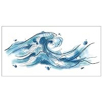 2 pcs Hand-Painted Wave Temporary Tattoo Japanese-Style Tattoo Men And Women Handsome Ocean Wave Flower Arm Stickers