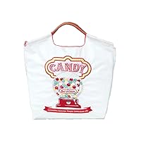 Shoulder Bag for Women, Embroidered with Cute Graphic, Bright Color, Make it a Crossbody with Rope Extension Sold Seperately (White Candy, Medium)