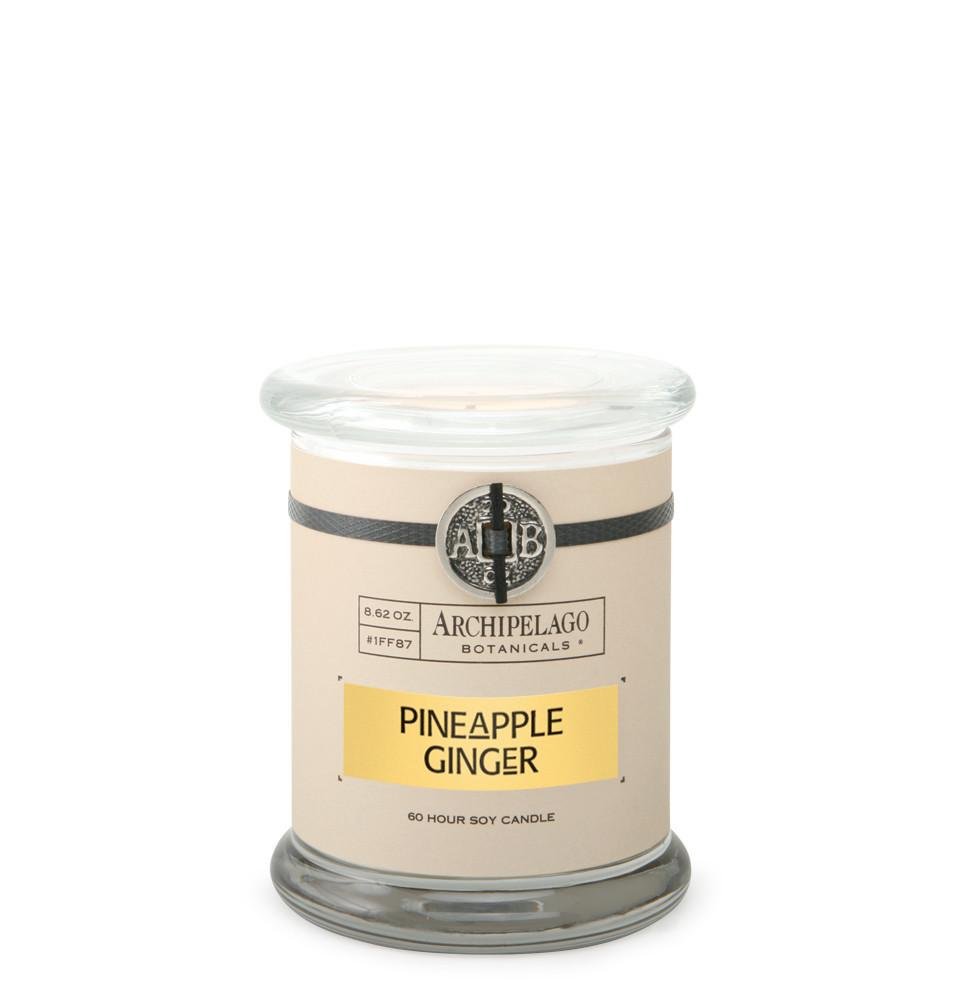 Archipelago Botanicals Pineapple Ginger Glass Jar Candle | Pineapple and Ginger | Hand-Poured Premium Wax and Lead-Free Wicks | Burns Approx. 60 Hours (8.6 oz)