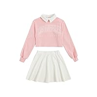 SOLY HUX Girl's Letter Print Sweatshirt Top and Plaid Skirt Set 2 Piece Outfits