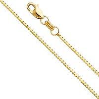 The World Jewelry Center 14k REAL Yellow OR White Gold Solid 1.1mm Box Link Chain Necklace with Lobster Claw Clasp