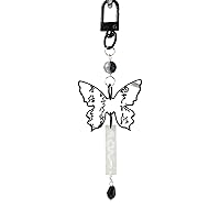 Black Butterfly Bead Pendant Phone Charm Hanging Rope Phone Chain Strap Bag Decoration Lanyards Keychain Accessories