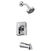 Moen Genta LX Chrome Posi-Temp Pressure Balancing Eco-Performance Modern Bathtub Shower Faucet, Featuring Shower Head, Lever Handle, and Tub Spout (Valve Required), T2473EP
