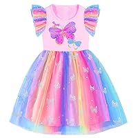 VIKITA Toddler Flower Girl Dress Summer Sleeveless Polyester Tutu Dresses for Girls 3-7 Years, Knee-Length