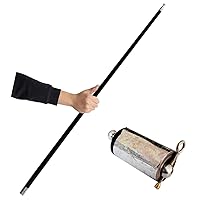 Black Magic Cane Metal Appearing Cane with Video Tutorial and Free Gloves, Pocket Staff Magic Tricks
