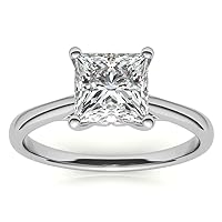 Bright Diamond 1.50 Carats Princess Cut Cubic Zirconia CZ Engagement Rings White Gold Plated Sterling Silver