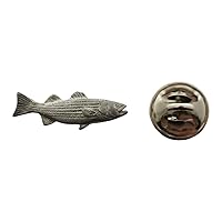 Striped Bass Mini Pin ~ Antiqued Pewter ~ Miniature Lapel Pin - Antiqued Pewter