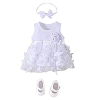 Newborn Infant Baby Girls Spring Summer Print Ruffle Sleeveless Princess Dress Shoes Headbands 3PC Girls Cat