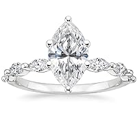 ERAA Jewel 1.0 CT Marquise Colorless Moissanite Engagement Ring, Wedding Bridal Ring Set, Eternity Silver Solid 10K 14K 18K Gold Diamond Solitaire Prong Set Anniversary Promise Gift for Her