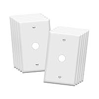 ENERLITES 1 Gang 0.406 Inch Hole Telephone/Cable Wall Cover, Fade Resistant Unbreakable Polycarbonate with Smooth Surface, 8661-W-10PCS,White, 10 Pack, 0.406