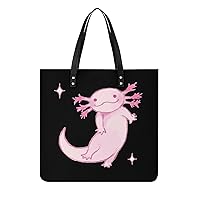 Cartoon Pink Axolotl Printed Tote Bag for Women Fashion Handbag with Top Handles Shopping Bags for Work Travel
