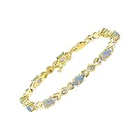 Bracelets for Women Yellow Gold Plated Silver XOXO Hugs & Kisses Tennis Bracelet Gemstone & Genuine Diamonds Adjustable to Fit 7