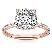 Moissanite Solitaire Ring, 1.0 ct, Colorless, VVS1 Clarity, Sterling Silver with 14k Rose Gold Accent