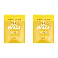 Halls Relief Honey Lemon Cough Drops, Value Pack, 140 Drops (Pack of 2)