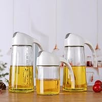 Oil Sprayer For Cooking, Glass Storage Oil Bottle Tank Automatic Opening And Closing Seasoning Vinegar Olive Oil Dispenser Container Kitchen Accessory (300ml)
