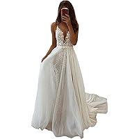 Dessiny Boho Wedding Dresses for Bride with Slit Lace Appliques Long Sleeve Mermaid Bridal Dresses for Wedding 2024 DE08