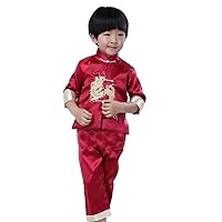 Baby Boys Long Sleeve Clothes Set Embroidery Dragon Tang Suit China Style Cheongsam Tops Pant