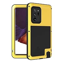 LOVE MEI for Samsung Galaxy Note 20 Ultra Case, Outdoor Sports Military Heavy Duty Shockproof Hybrid Aluminum Metal+Silicone Case Hard Cover Without Tempered Glass for Galaxy Note 20 Ultra (Yellow)