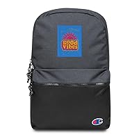Good Vibes Colorful Small Size Polyester Water Resistant Zippered Front Pocket Embroidered Champion Backpack