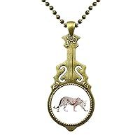 Cheetah Brown Animal Art Deco Gift Fashion Necklace Antique Guitar Jewelry Music Pendant