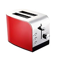 Kettles，2-Slot Toaster Smooth Brushed Stainless Steel Toaster with Cancel Reheat Defrost Functions/Red