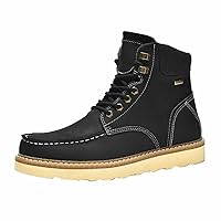 Kg8d Men's Work Boots, Large Sizes, Short Boots, Lace-Up, Casual Boots, Leather Shoes, Non-Slip, Mountain Boots, Men's Boots, Casual Shoes, Shoes, Simple, Stylish, Autumn and Winter, Easy to Walk in