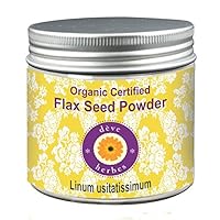 Deve Herbes Pure Flax Seed Powder (Linum usitatissimum) Organic Certified Natural Therapeutic Grade 100 gm (3.5 oz)