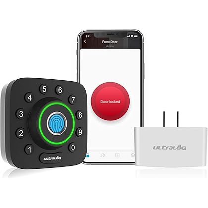 U-Bolt Pro Bluetooth Enabled Fingerprint and Keypad Smart Deadbolt + Bridge WiFi Adaptor | 6-in-1 Keyless Entry | Control Remotely Via Smartphone | Fingerprint ID | Anti-peep Code | Auto Unlock & Lock