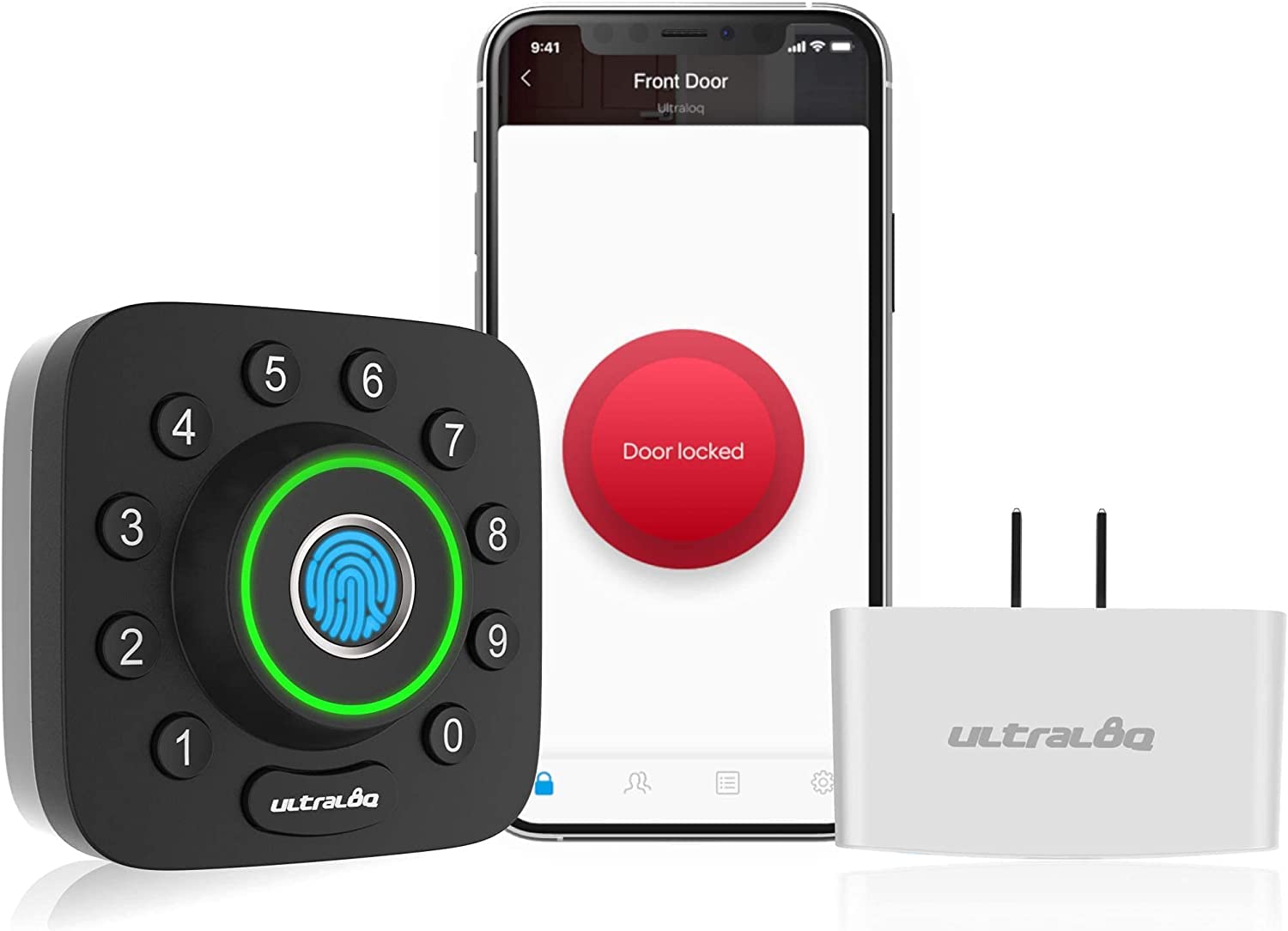 U-Bolt Pro Bluetooth Enabled Fingerprint and Keypad Smart Deadbolt + Bridge WiFi Adaptor | 6-in-1 Keyless Entry | Control Remotely Via Smartphone | Fingerprint ID | Anti-peep Code | Auto Unlock & Lock